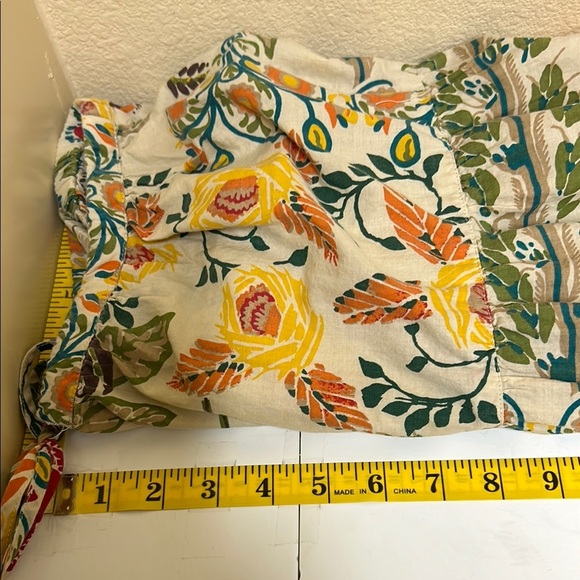 Apostrophe Skirt Women Medium Yellow Tan Tier Ruffle Floral Resort Tropic Cotton - Picture 8 of 11